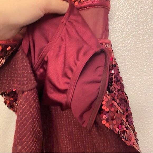 WEISSMAN Dance Costume shift burgundy Sleeveless Ultra Sparkle Dress D13860 LC - Picture 5 of 11